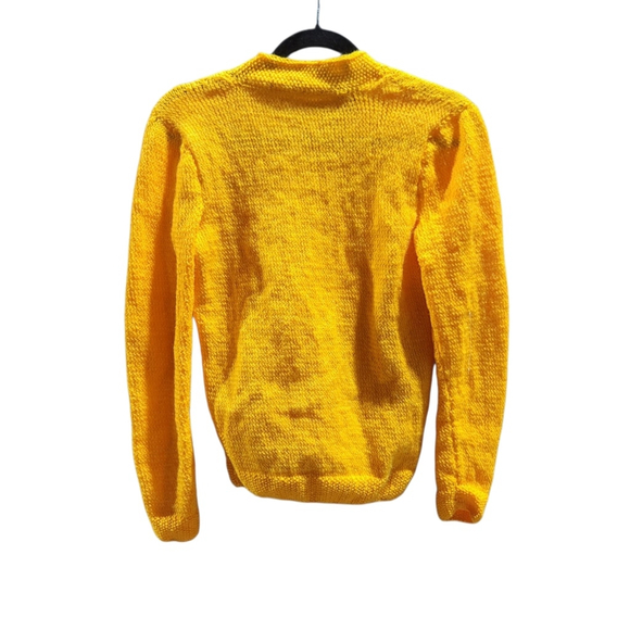 Handmade Crochet Knit Sweater Cardigan Yellow Women's - Picture 2 of 5